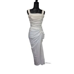 Chou Chou Women's Off-White Flattering Strapless Ruched Dress Lined Sz M